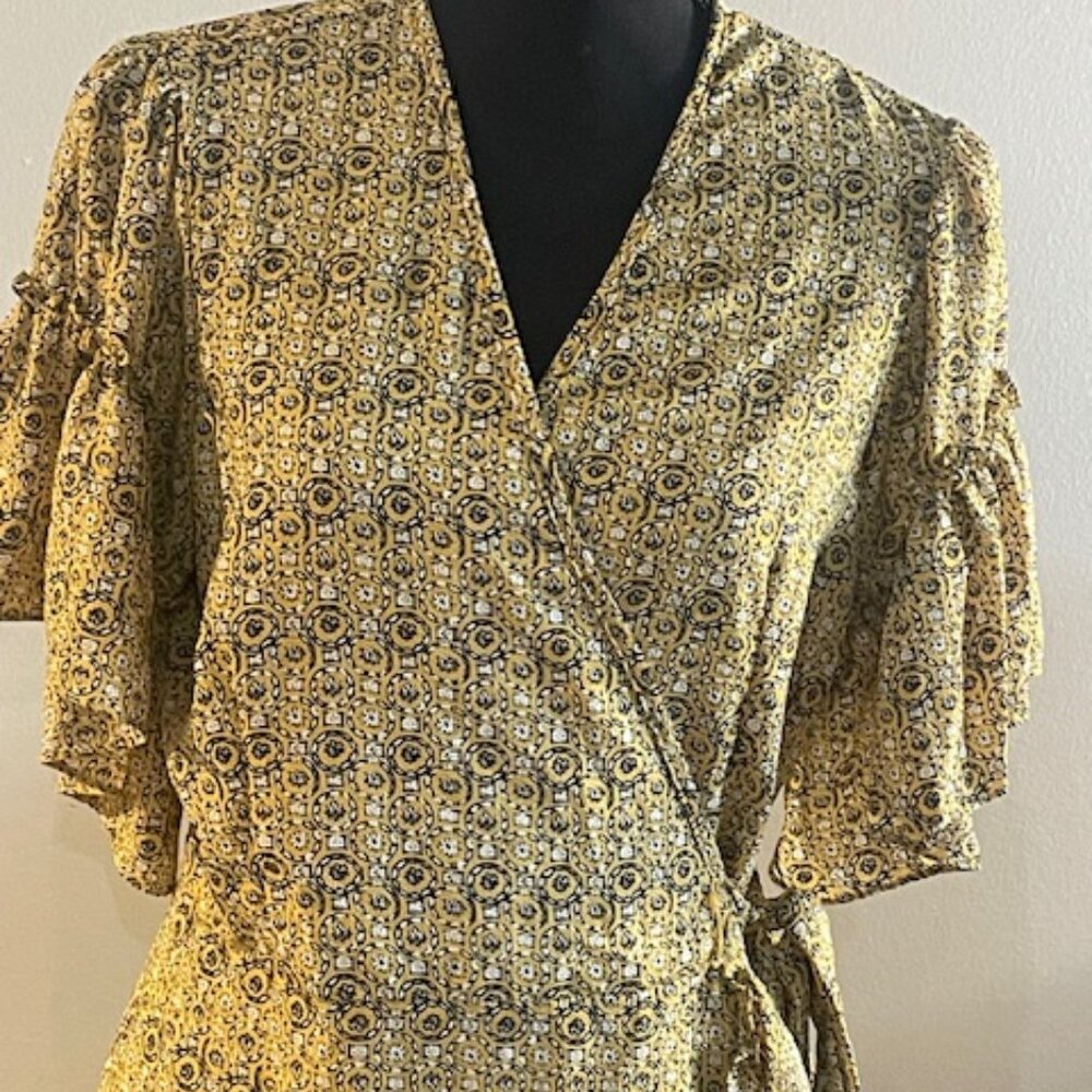 Max Studio Yellow Wrap Dress